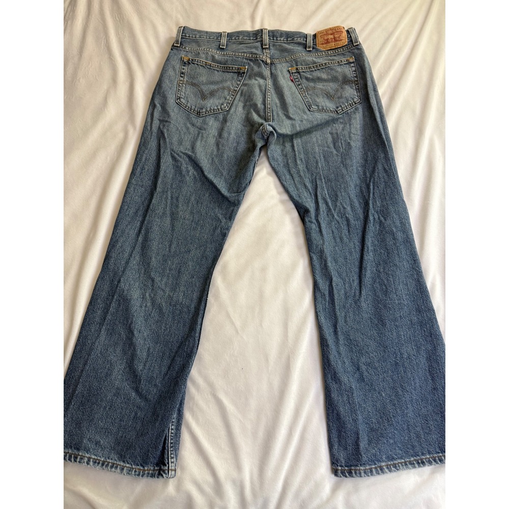 Levis 527 Y2K Low Boot Cut Jeans Mens 38x30 Medium Wash Denim Blue Pants - Picture 3 of 9